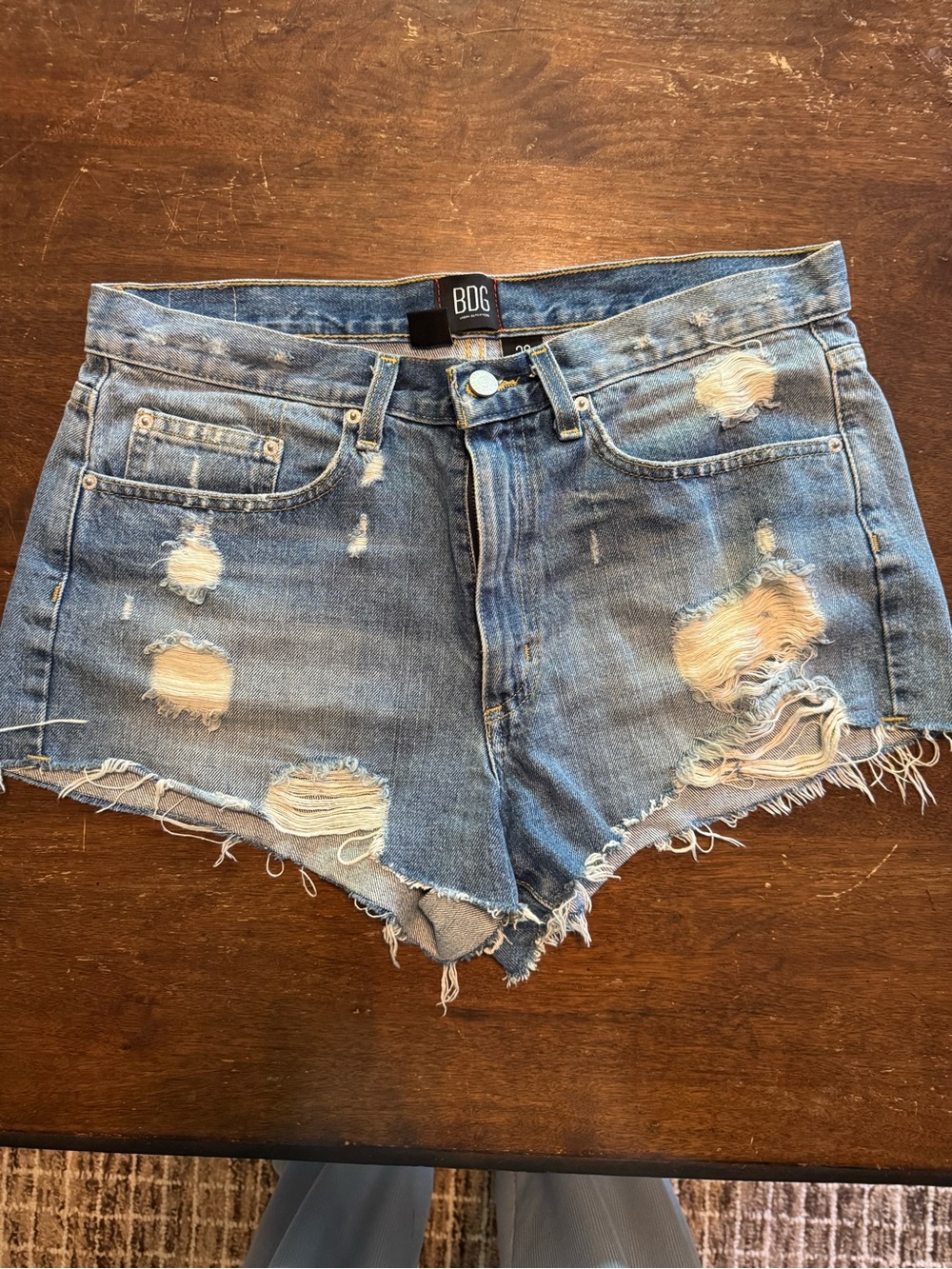 BDG Urban Outfitters Essential Mid Rise Denim Shorts Sz 30 Distressed